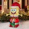 5' Gemmy Airblown Inflatable Christmas SpongeBob SquarePants Wearing A Santa Hat Sitting On A Present Yard Decoration 118071